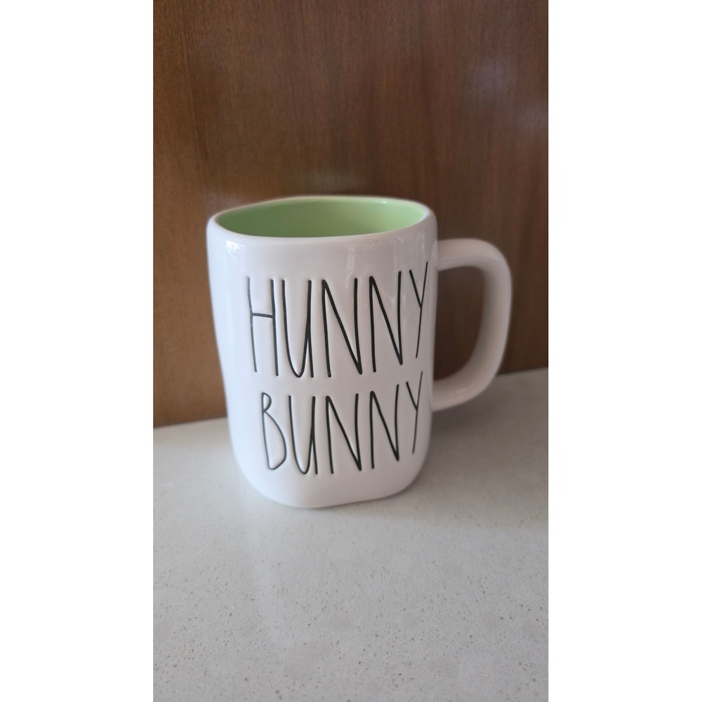 Rae Dunn Hunny Bunny Coffee Mug White Green Interior Artisan Collection Magenta